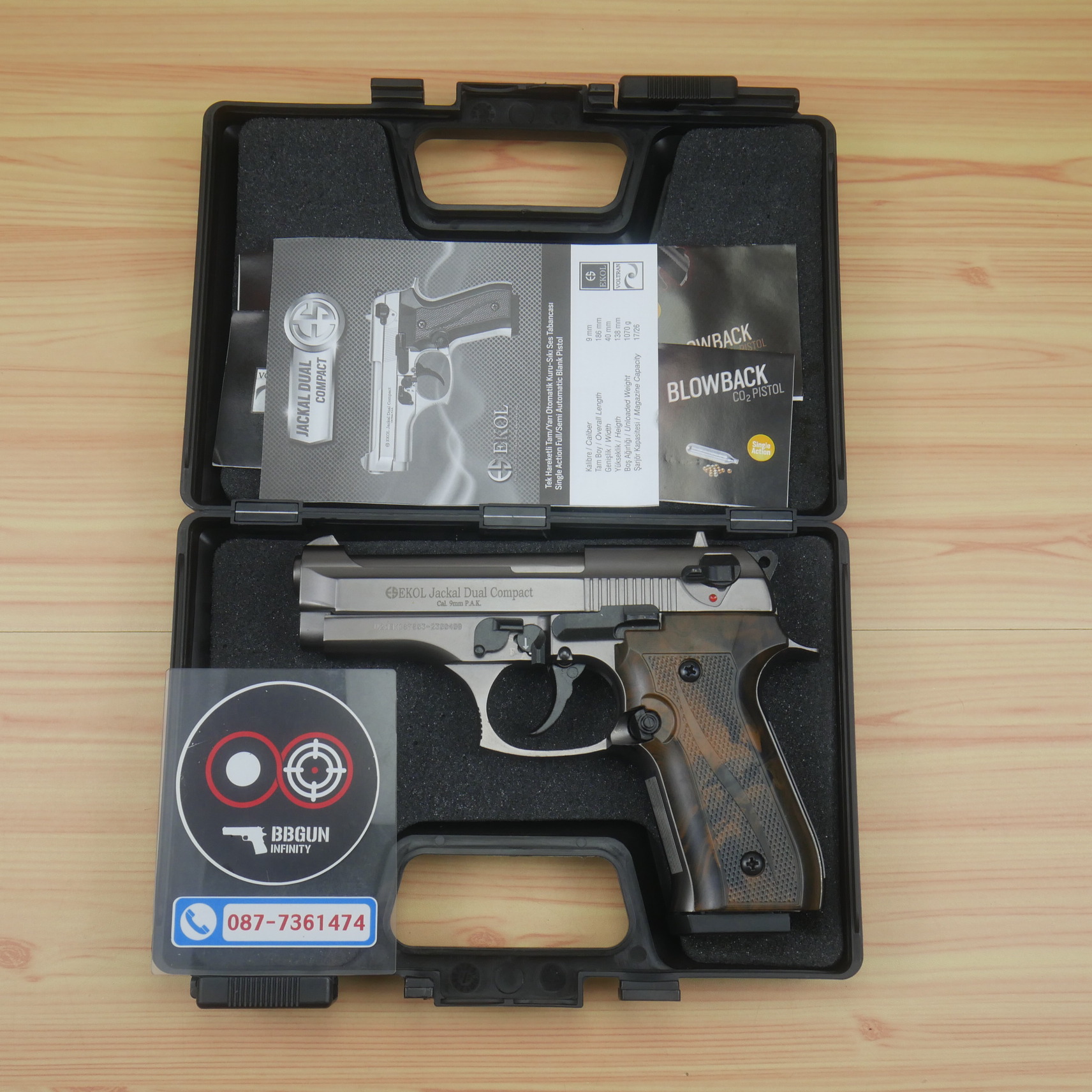 EKOL Jackal Dual Compact M92 (Full Auto) สีฟูม 4 นิ้ว แบลงค์กันบาเร็ตต้า blank gun