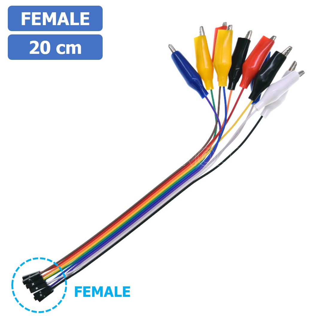 (1ชิ้น) AF019 สายแพ-ปากคีบ ตัวเมีย ความยาว 20cm 10Pin Alligator Clip to Dupont Line Female สายจั๊มเปอร์ Jumper