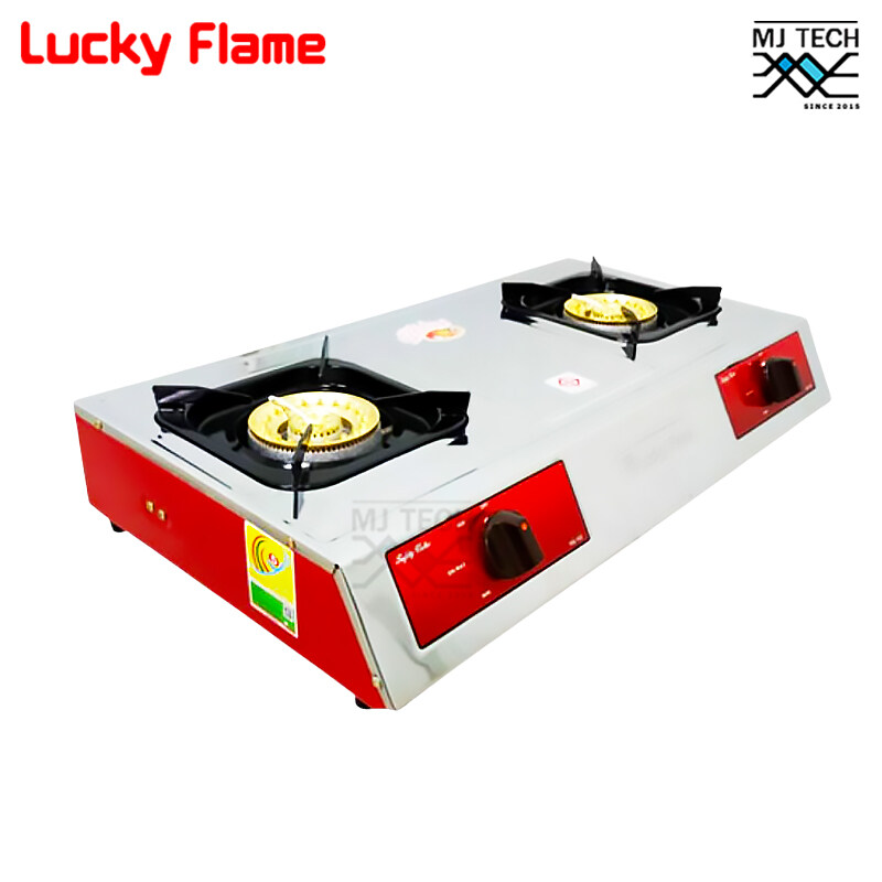 LUCKY FLAME เตาแก๊สตั้งโต๊ะ 2 หัว หัวเตาทองเหลือง รุ่น HQ-102