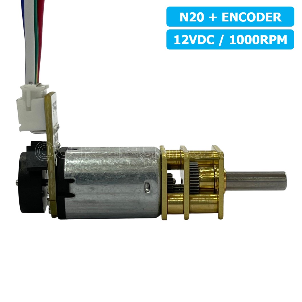 (1ชิ้น) JB337 มอเตอร์เกียร์ N20 12VDC 1000RPM พร้อม เอ็นโค้ดเดอร์ Micro Gear Motor DC with Encoder แกนขนาด 3mm D Shaft มอเตอร์ทดเฟือง GA12-N20 ไมโครมอเตอร์ มอเตอร์
