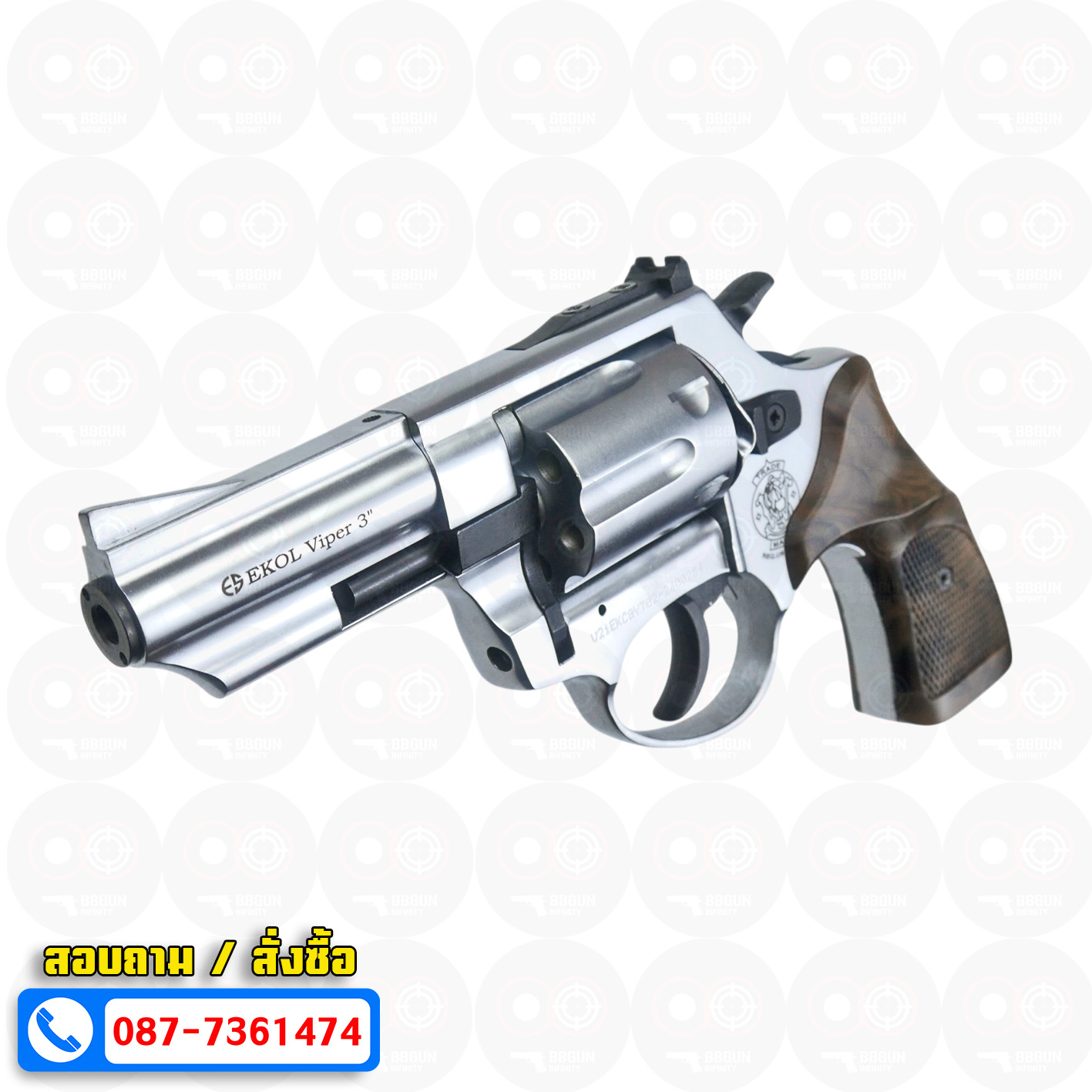 แบลงค์กัน ลูกโม่ Ekol Viper 3 นิ้ว สีเงินด้าน Revolver 3" Blank Gun