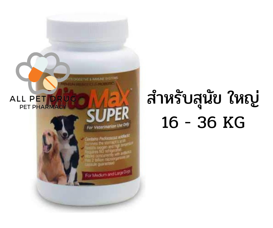Mitomax Super for Medium and large dogs(≤16kg) (1 กระปุก /30 เม็ด)สำหรับสุนัข นน. 16 kg. ขึ้นไป