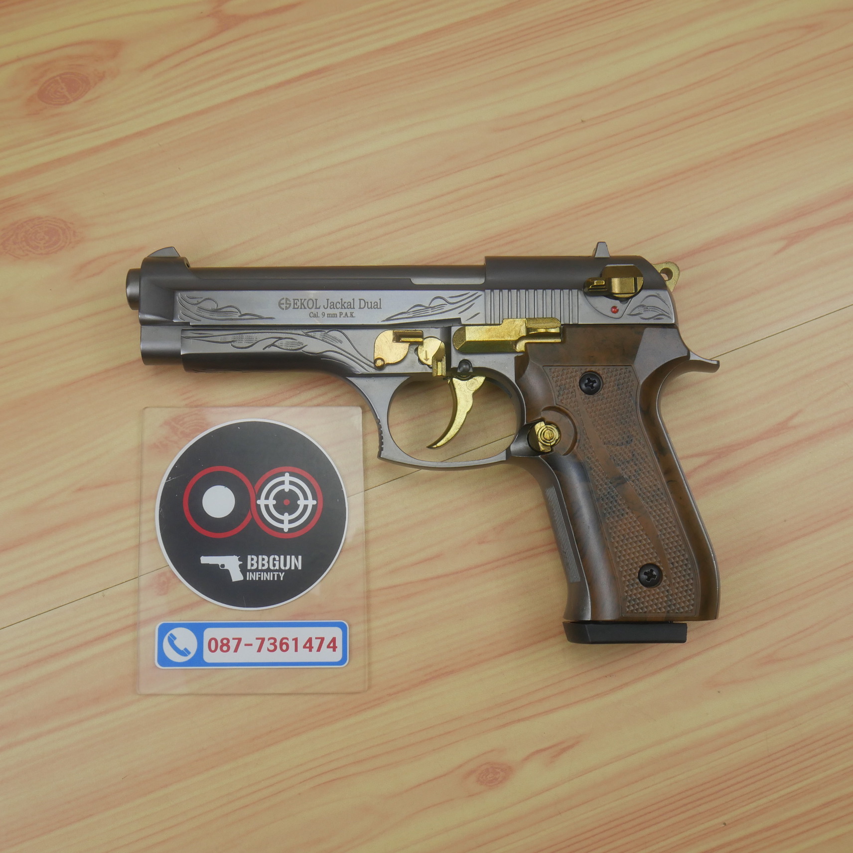 แบลงค์กัน EKOL JACKAL DUAL Full Auto 5 นิ้ว สีฟูมทองลาย Blank Gun