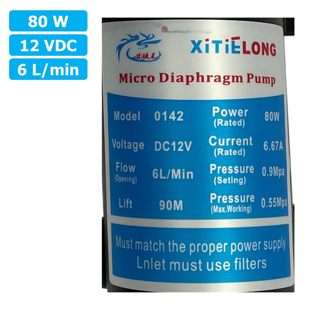(1ชิ้น) 0142HB-12-80 ปั๊มน้ำ ปั๊มพ่นหมอก ไดอะแฟรมปั๊ม 80W 12VDC 6L/min Micro Diaphragm Pump