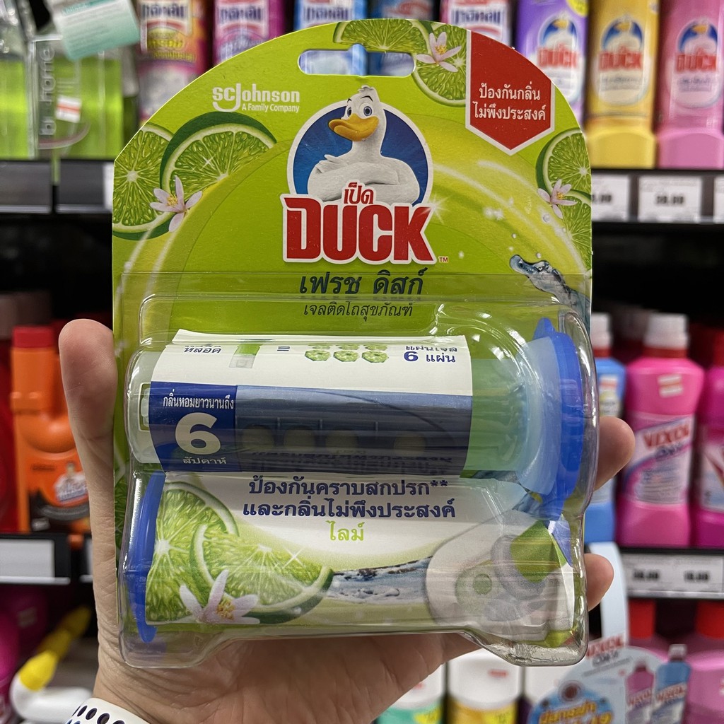 เป็ด เฟรช ดิสก์ เจลติดโถสุขภัณฑ์ เครื่องติดแผ่นเจล และ แผ่นเจล 6 ชิ้น Duck Fresh Disc