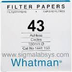 Quantitative Filter Papers,Grade 43 Circles,กระดาษกรอง เบอร์ 43, ยี่ห้อ Whatman™ (**เช็คสต๊อกสินค้าก่อนสั่งซื้อ**) 1443