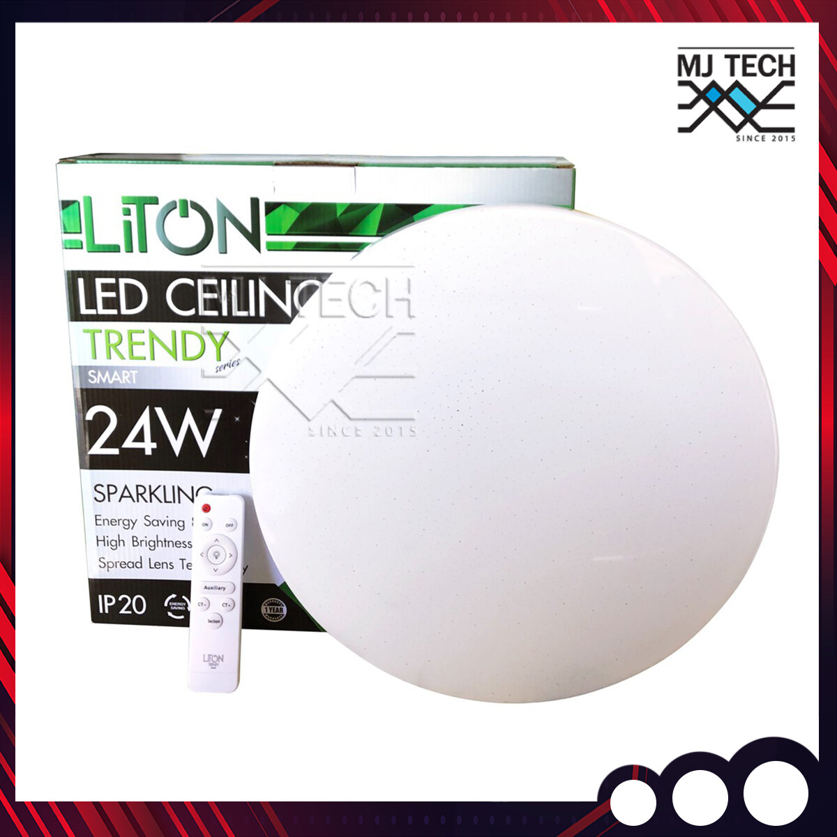 LiTon CEILING LAMP โคมไฟ ติดเพดาน แอลอีดี 3 IN 1 หลอดไฟปรับแสง 3 ระดับ TRENDY Series 24W Energy Saving 80% แถมฟรีโมทปรับแสง