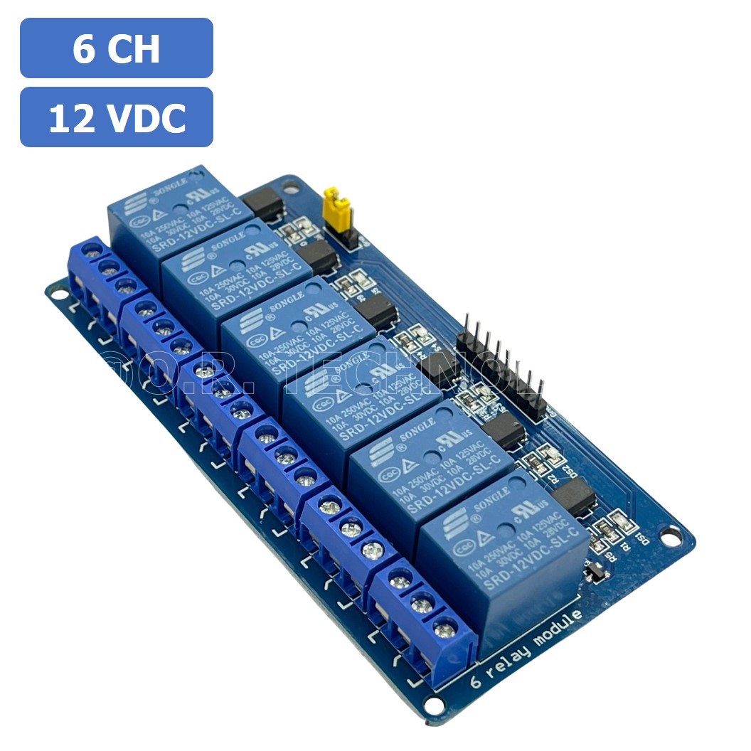 (1ชิ้น) NA193 โมดูลรีเลย์ 12VDC 6 ช่อง รีเลย์ 6 Channel Low Level Relay Module DC 12V (with light coupling)