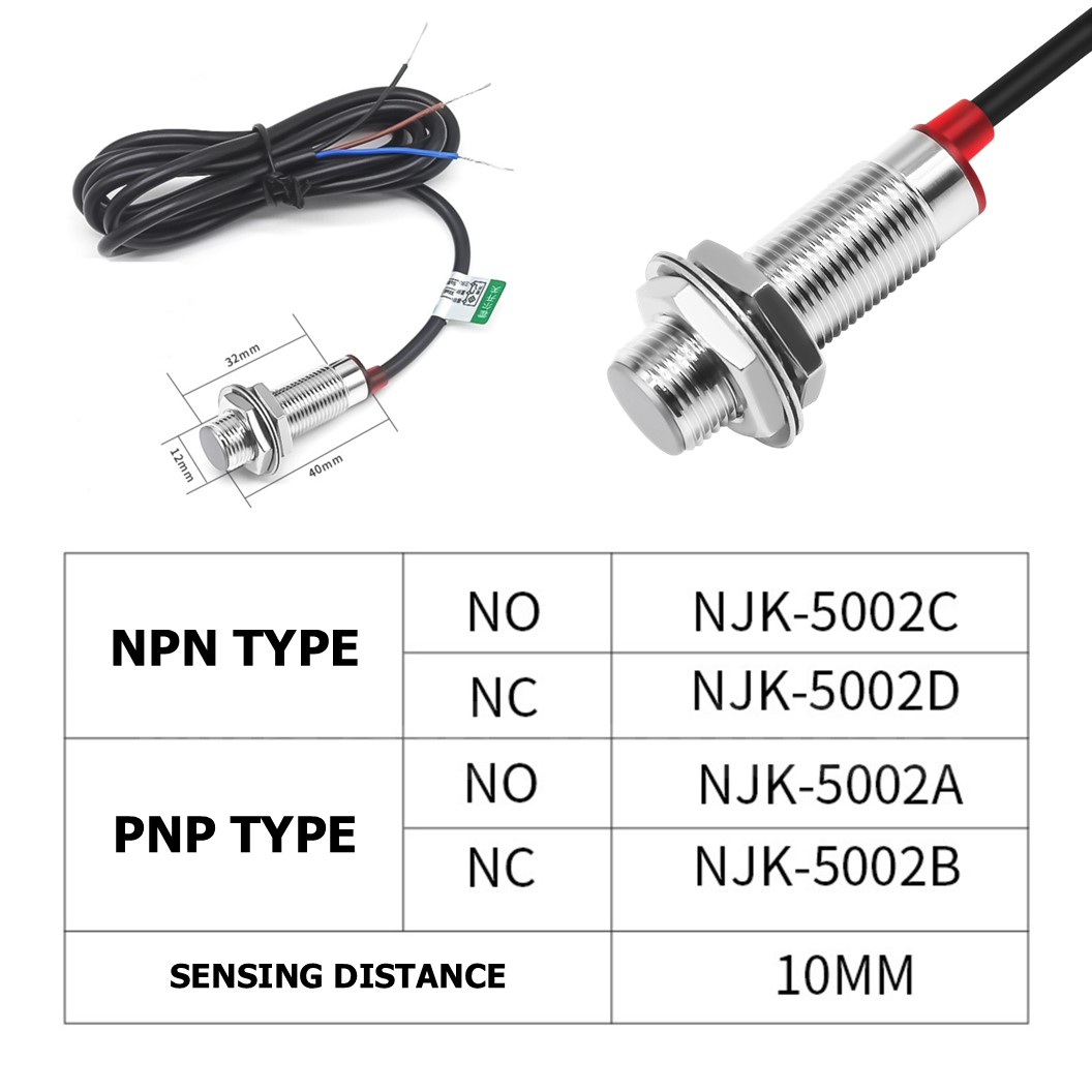 M12 เซนเซอร์ตรวจจับสนามแม่เหล็ก NJK-5002 ระยะตรวจจับ 10mm Hall sensor 3 wire NPN/PNP NO/NC 5-30VDC เซนเซอร์แม่เหล็ก เซ็นเซอร์ตรวจจับแม่เหล็ก