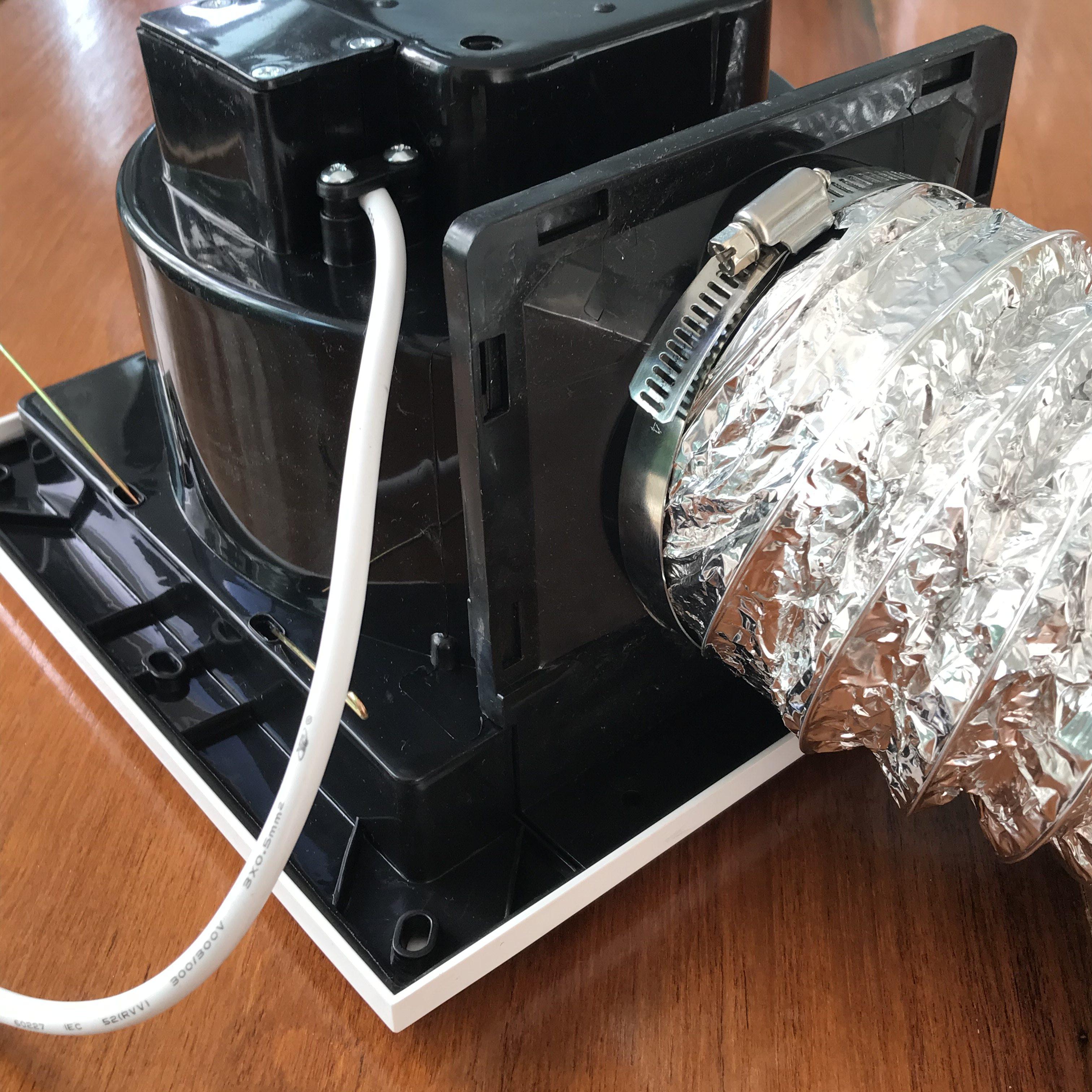 Jinling พัดลมดูดอากาศติดเพดาน รุ่น BPT10-12-30 ขนาด 8" พร้อมสาย ท่อลมฟลอยด์4“ ยาว 2 เมตร เข็มขัดรัดท่อ 4” และหน้ากากปล่อยควันสเตนเลส 4