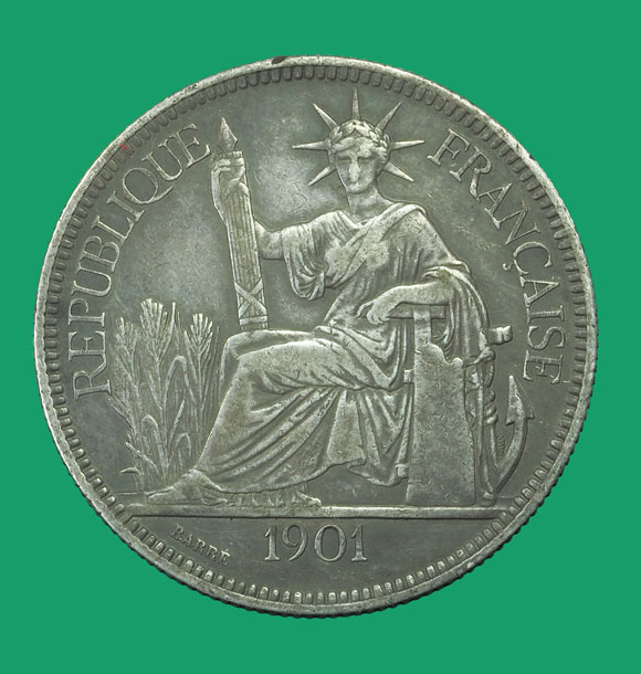 ขายแล้ว*35011 เหรียญอินโดจีน - ไชน่า ปี ค.ส. 1901 ขนาดเส้นผ่าศูนย์กลาง 3 เซนติมตร เนื้อเงิน 10.1