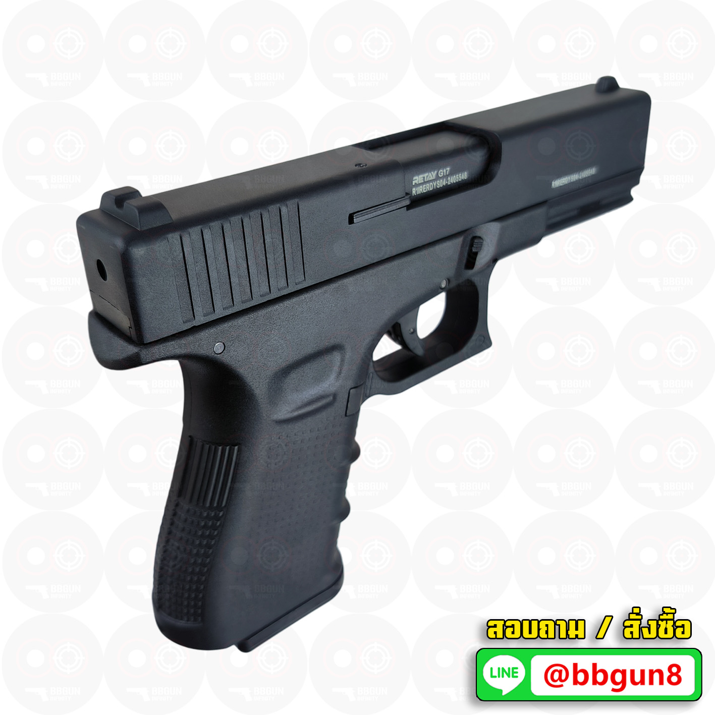 แบลงค์กัน RETAY GLOCK 19C Gen 4 ดำ ไม่เจาะพอร์ต BLANKGUN ( 2 แม็กกาซีน + กล่องใส่ปืน)
