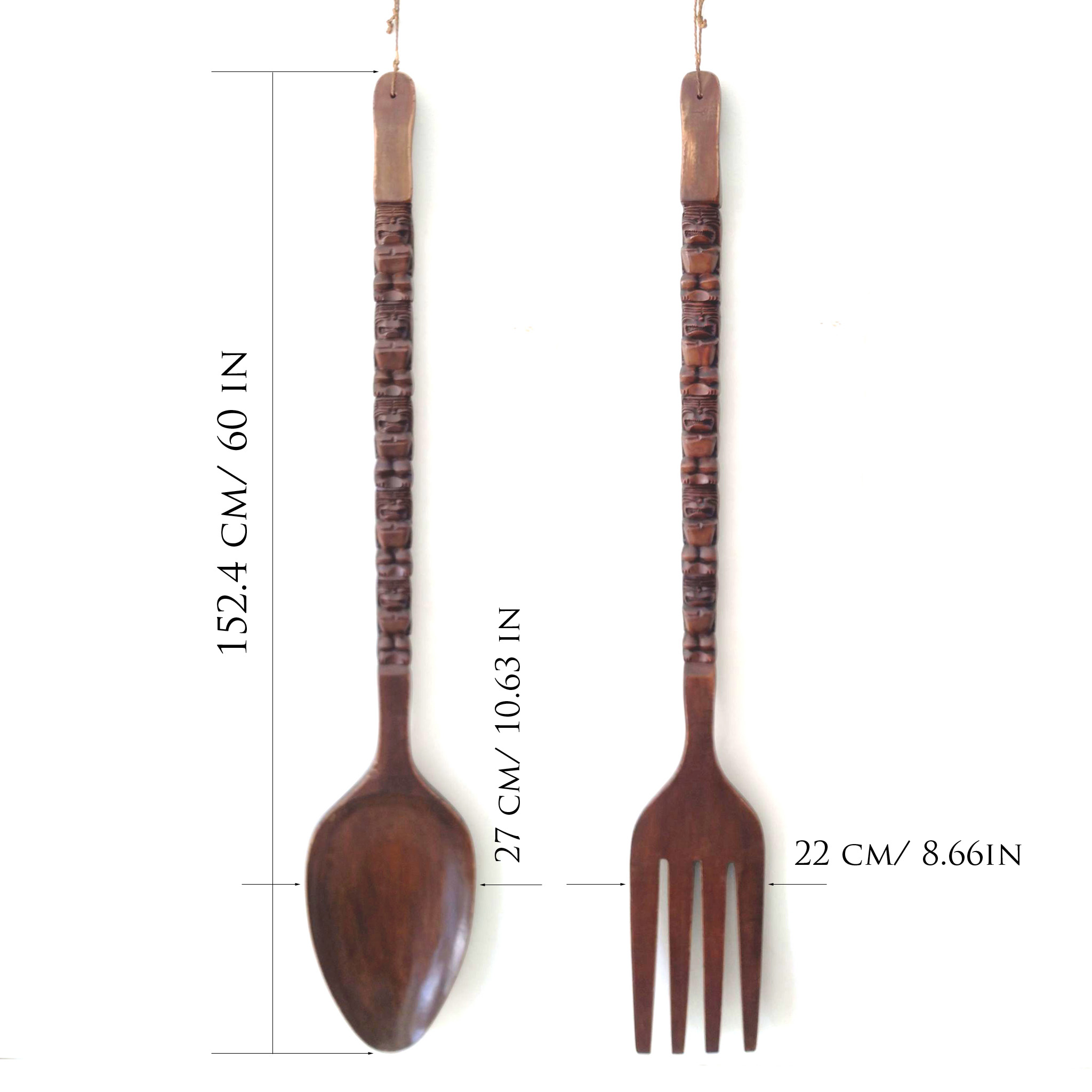 ช้อนส้อมไม้ ขนาดใหญ่ สำหรับตกแต่ง ร้านอาหาร สวนอาหาร บ้าน Large Spoon-Fork for Deco Restaurant Shop Store