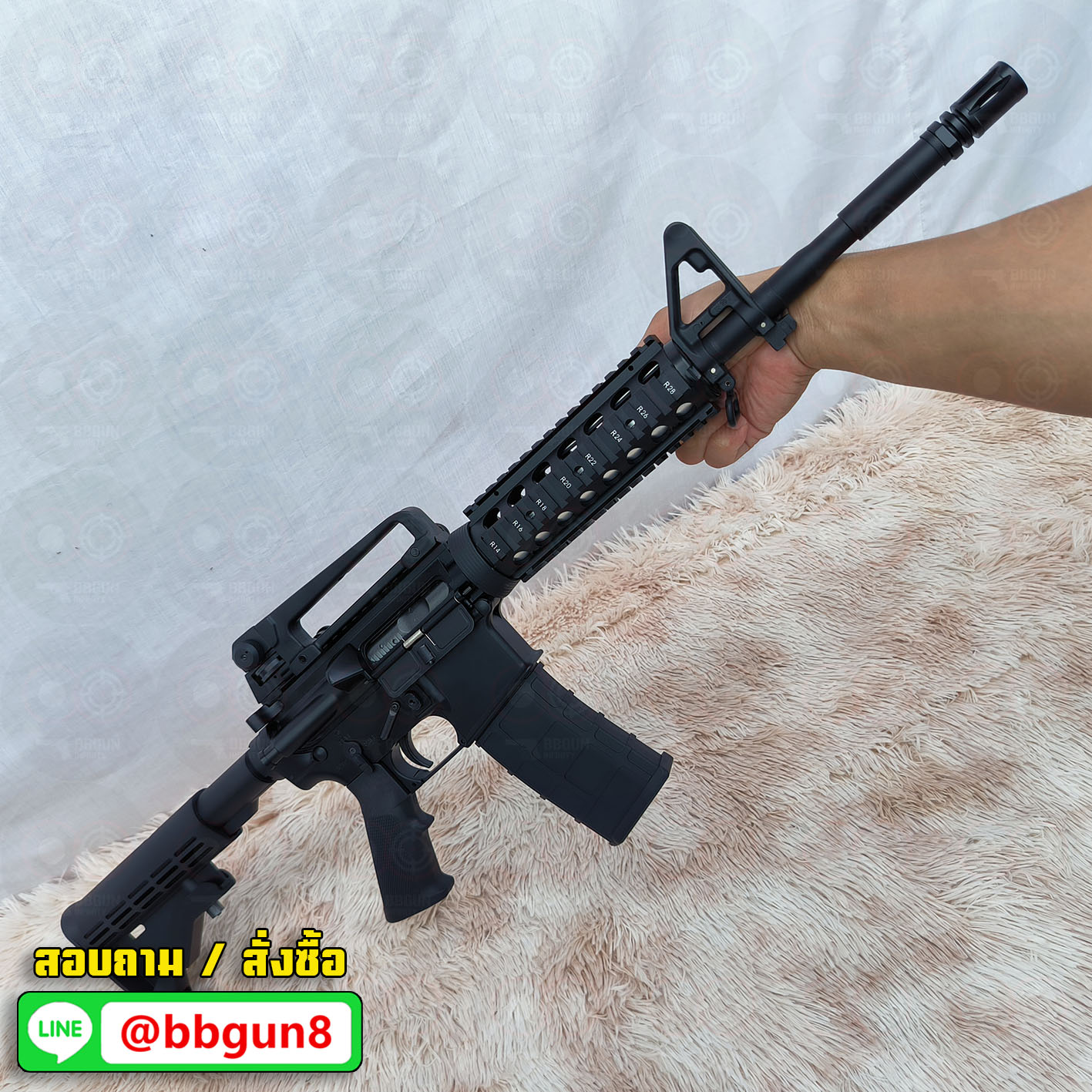 บีบีกันอัดแก็ส M4 RIS ระบบแก๊ส GBBR บอดี้โลหะ Golden Eagle MC 6604 RISM BB GUN