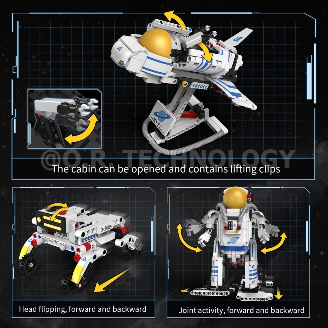 KEEYEE WORLD K96166 ชุดเรียนรู้ เสริมทักษะ 3 in 1 Variable Astronaut ตัวต่อ STEAM Educational Programmable Robot Kit Building Block