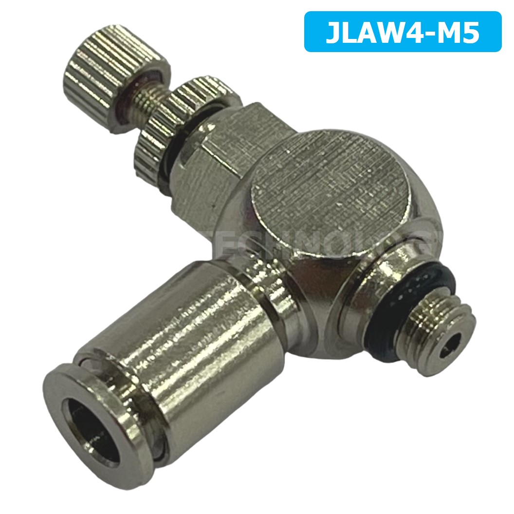(1ชิ้น) JLAW4-M5 ข้อต่อลมสแตนเลส ข้อต่อปรับลม งอ STAINLESS Air Flow Speed Controller ควบคุมความเร็วลม Speed Control valve JLAW JSL