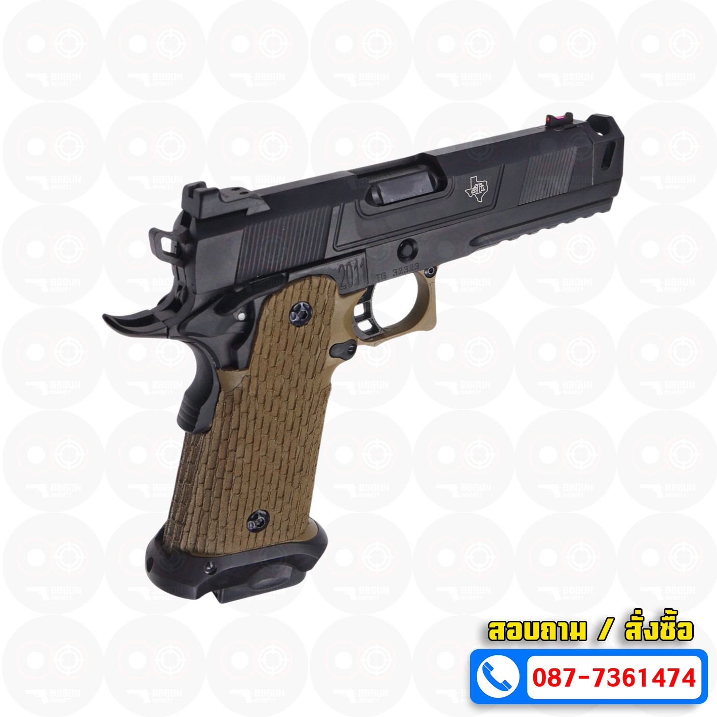 บีบีกันอัดแก๊ส Army Armament R501B Costa Carry Comp - Tan BB GUN