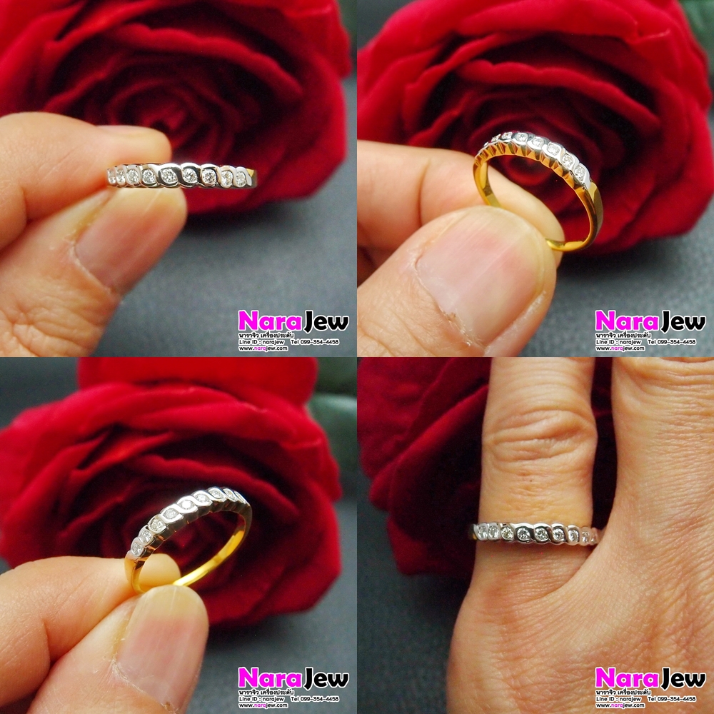 แหวนเพชรแถว ตาม้า ประดับเพชรแท้ 0.23 กะรัต เพชรน้ำขาว 97 เล่นไฟวิ้งๆ