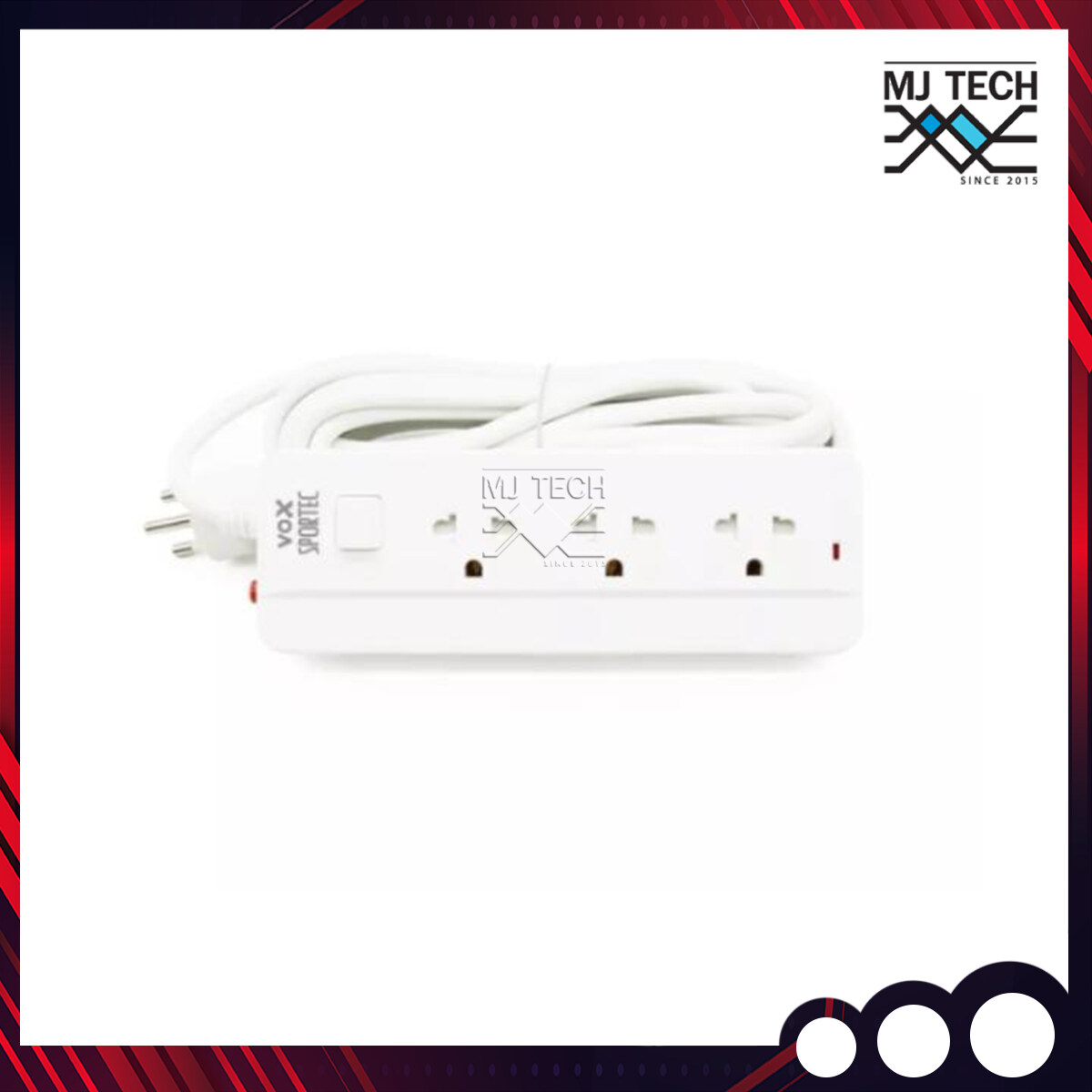 VOX ปลั๊กไฟมาตรฐาน มอก. รุ่น P-130 ปลั๊กไฟ 3 ช่อง 1 สวิทซ์ ความยาวสาย 5 เมตร รับประกัน 3 ปี