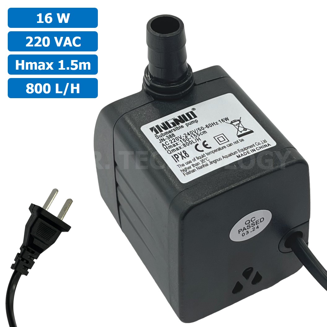 JN-388 ปั๊มน้ำ ปั๊มแช่ ปั๊มพัดลมไอเย็น 220VAC 16W Water pump Submersible Pump JING NUO Hmax 1.5m Qmax 800L/H JINGNUO