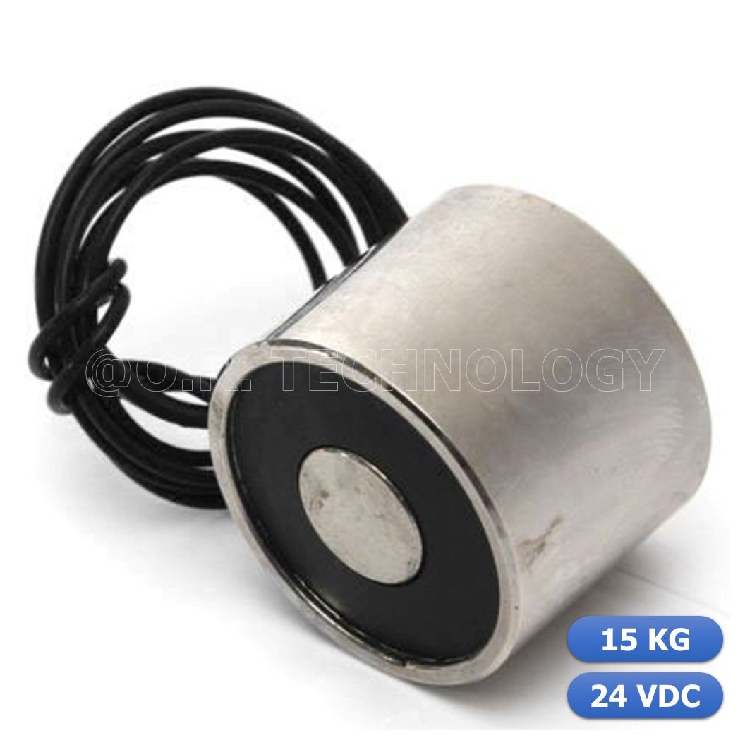 (1ชิ้น) NC474 แม่เหล็กไฟฟ้า โซลินอยด์ดูดโลหะ อิเล็กโตแมกเนท แม่เหล็กดูดไฟฟ้า P30/25 DC24V Solenoid Electric Sucker Electromagnet 15KG