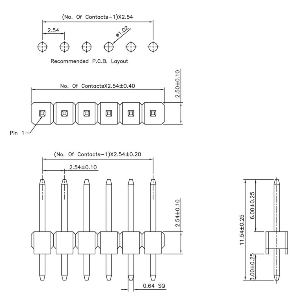 ก้างปลา ตัวผู้/ตัวเมีย ตรง/งอ 40Pin 2.54mm Pin Header Male/Female Straight/Angle Header Connector ขาต่อบอร์ด PCB 40 pin