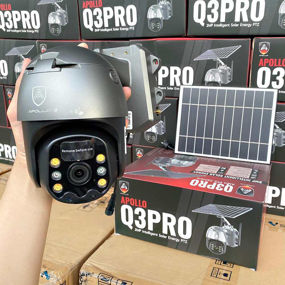 Apollo กล้องวงจรปิดสปีดโดม Speed Dome 2MP รุ่น Q3Pro 4G PTZ CCTV พร้อมโซล่าเซลล์