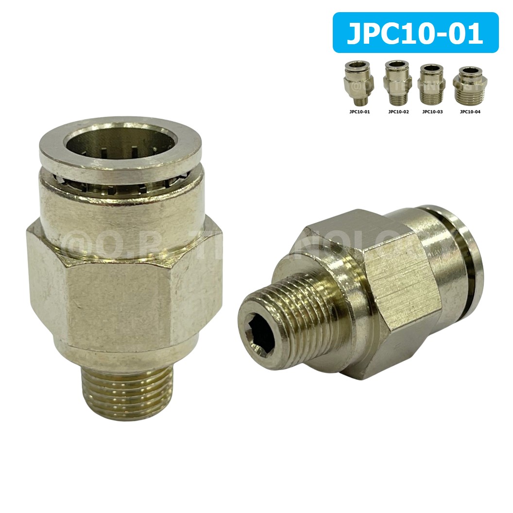 (1ชิ้น) JPC10-01 ข้อต่อลมสแตนเลสเกลียวนอก ข้อต่อลมเกลียวนอก ข้อต่อลม สแตนเลส STAINLESS Male Thread Straight Quick Connector Fitting