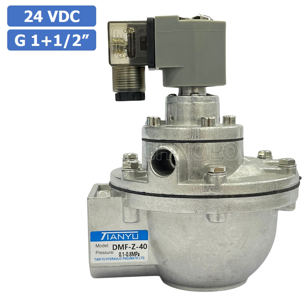 (1ชิ้น) DMF-Z-40 24VDC วาล์วพัลส์ดักฝุ่น อลูมิเนียม 2 Way Right Angle Solenoid Pulse Valve Aluminum Alloy Dust Collector