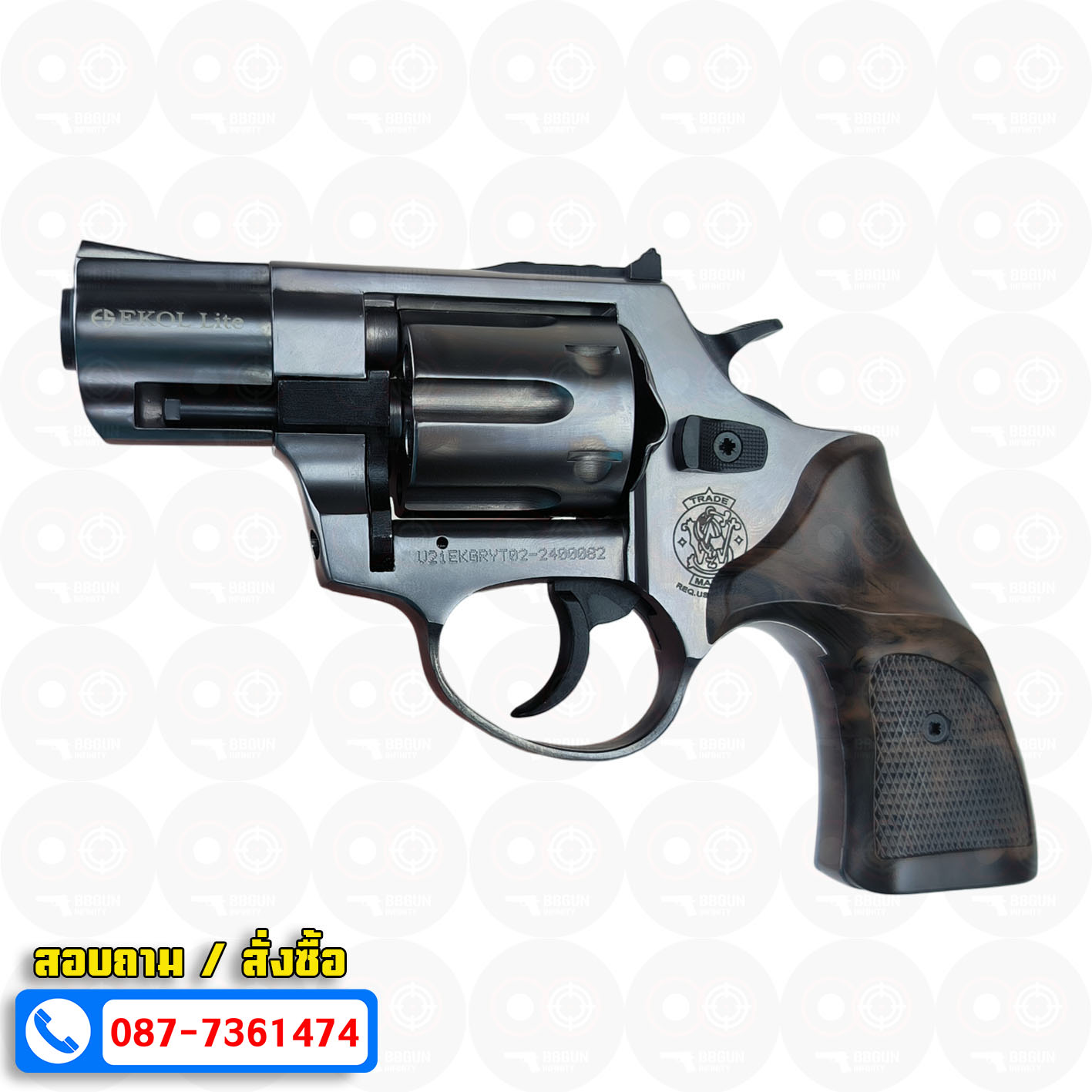 Ekol Lite แบลงค์กัน ลูกโม่ 2 นิ้ว สีฟูม (Fume) Smith & Wesson blank gun Revolver 2 inch
