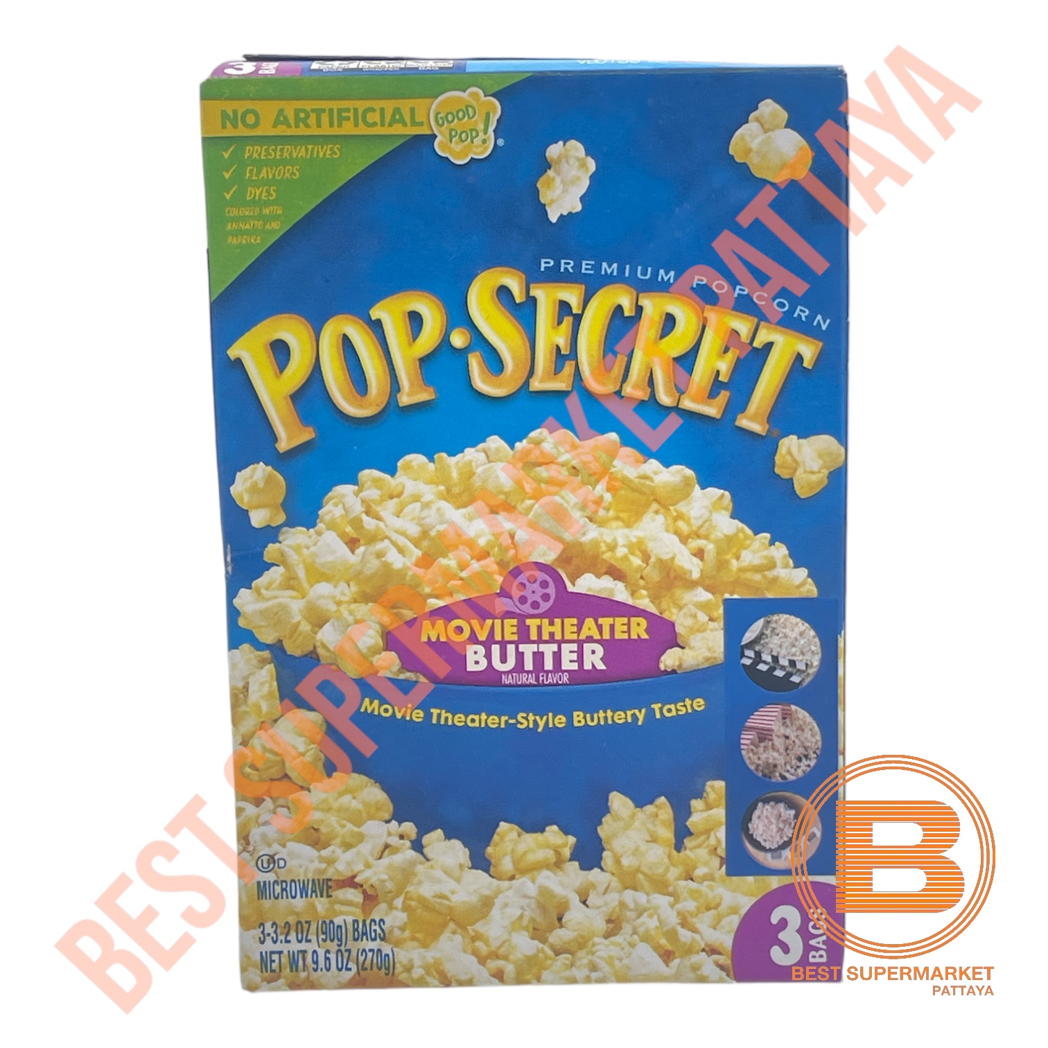 ป๊อปซีเครต ไมโครเวฟ ป๊อปคอร์น บรรจุ 3 ซอง Pop Secret Microwave Popcorn 3 Bags