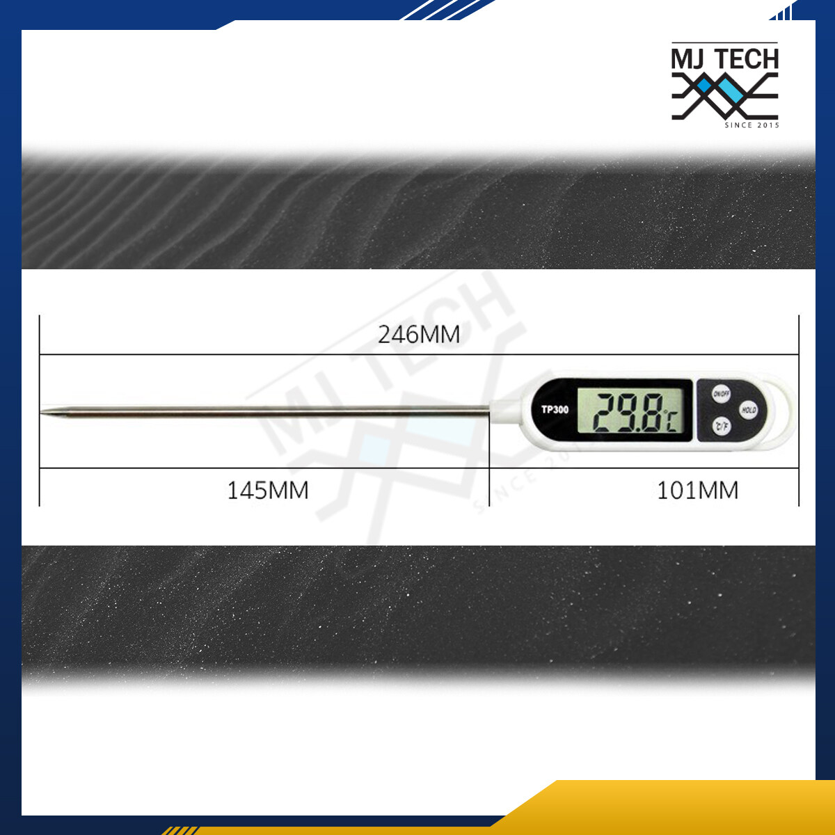 TP300 เครื่องวัดอุณหภูมิอาหาร DC 1.5V x2 ชิ้น วัดอุณหภูมิ ํC / ํF สแตนเลสสตีล พลาสติก PC วัดอุณหภูมิอาหาร วัดอุณหภูมิเครื่องดื่ม วัดอุณหภูมิน้ำ