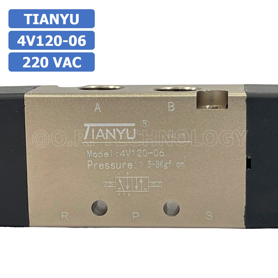 (1ชิ้น) 4V120-06 220VAC โซลินอยด์วาล์ว คอยล์ 2 ข้าง Double coil Solenoid Valve Pneumatic TIANYU