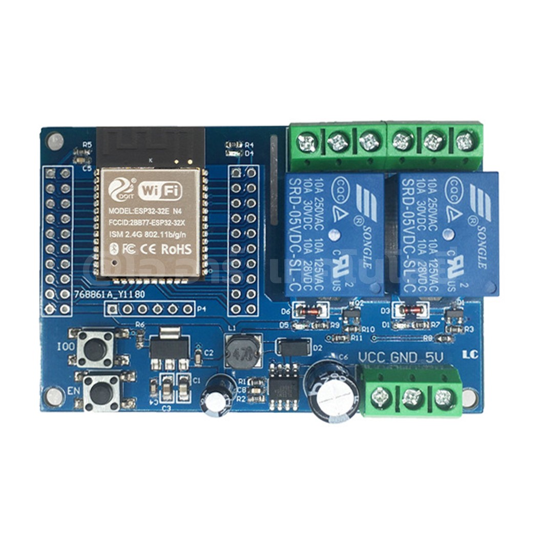 ESP32-Relay-DC-X2 บอร์ด ESP32 พร้อมรีเลย์ 2 ช่อง DC5-60V ESP32 WiFi Bluetooth 2 Channel Relay module 5-60VDC IOT ESP32-WROOM development board ESP-32
