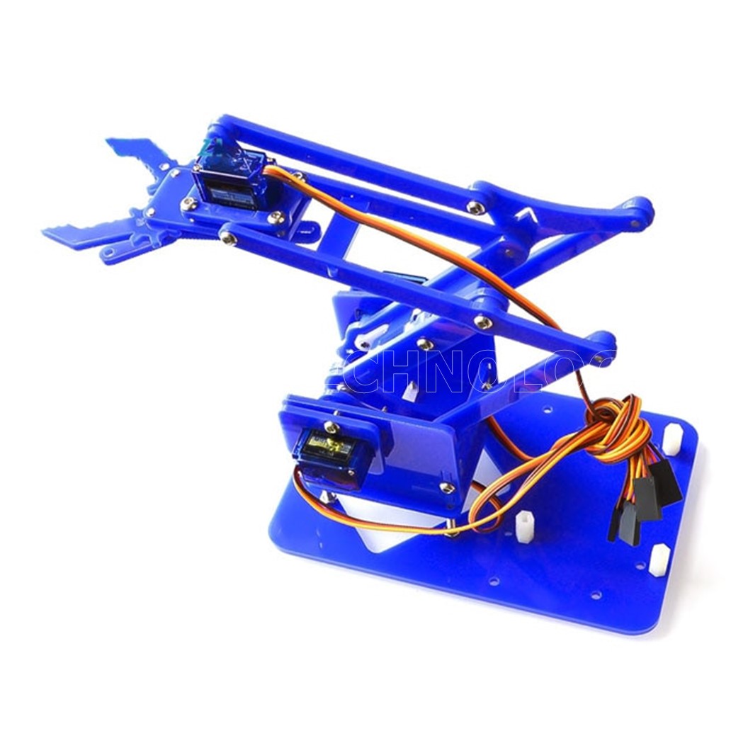 (1ชิ้น) ND066 โครง แขนกล แขนหุ่นยนต์ แขนเซอร์โว สีน้ำเงิน (ไม่รวมเซอร์โวมอเตอร์ และชุดคอนโทรล) Blue DIY Acrylic Robot Manipulator Mechanical Arm (non-including Servo and board)