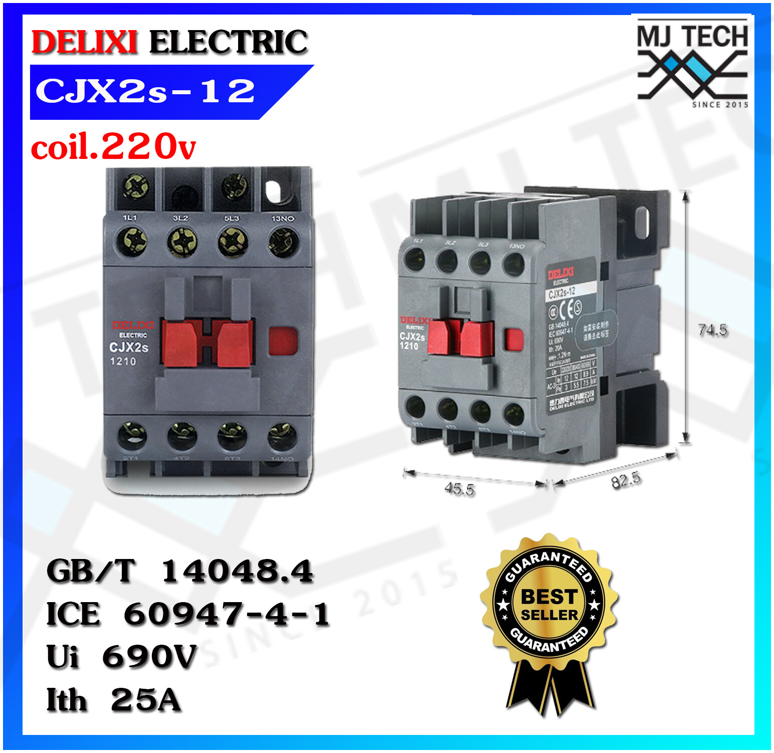 DELIXI AC คอนแทค เลือกขนาดได้ CJX2-1210 , CJX2-1810 , CJX2-2510