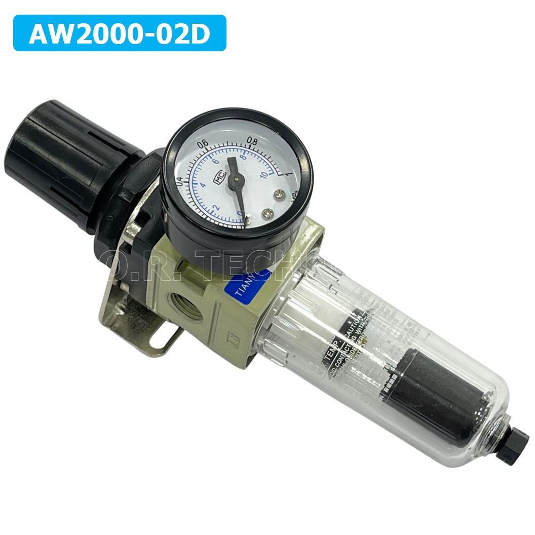 (1ชิ้น) AW2000-02D ชุดกรองลมปรับแรงดัน Auto Drain ระบายลมออก แบบอัตโนมัติ Air Filter Regulator AW Pneumatic TIANYU ชุดกรองลม + ตัวปรับลม