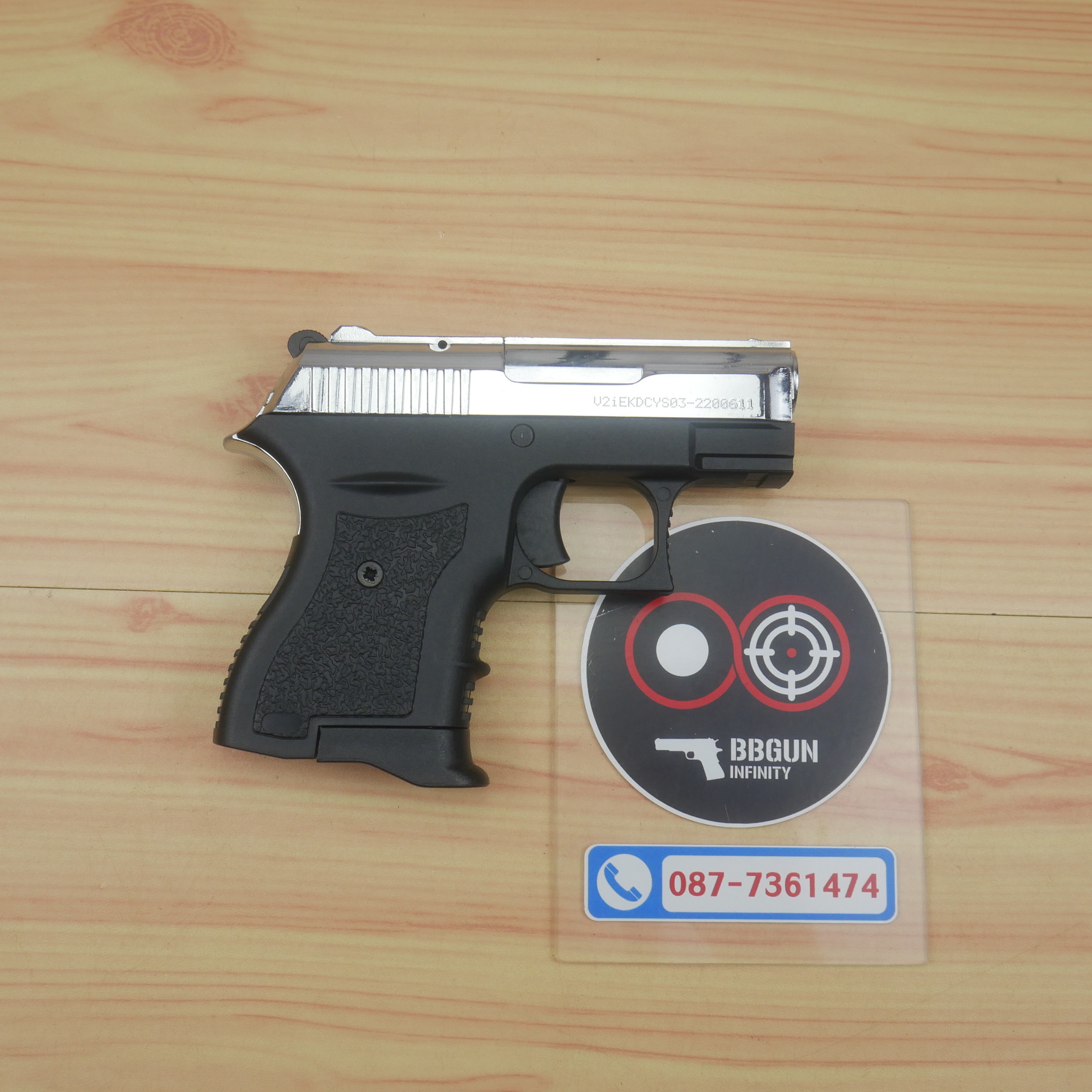 แบลงค์กัน EKOL BOTAN Shiny Chrome สีโครเมี่ยมเงา 9 mm P.A.K. Blank gun (แถมกล่องใส่ปืน)