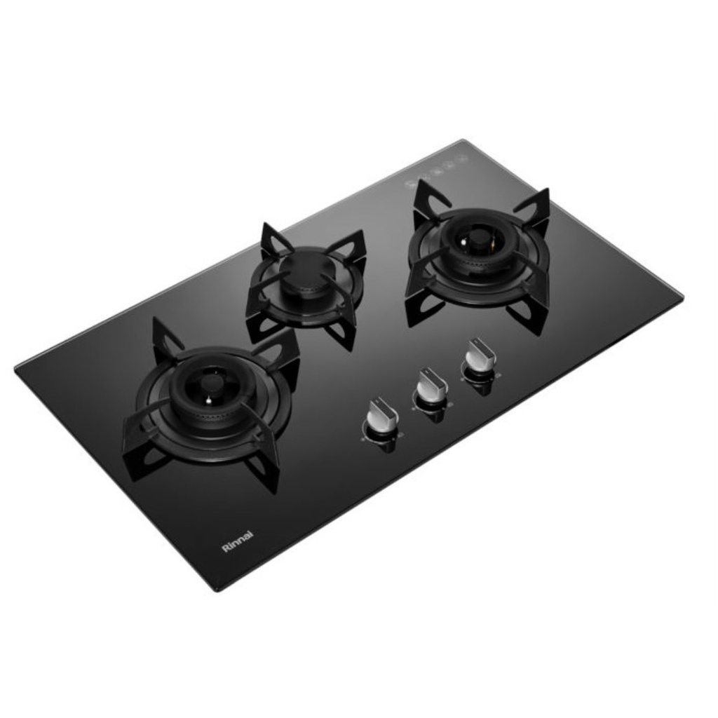 Rinnai เตาฝัง 3 หัวเตา หน้ากระจกนิรภัย รุ่น RB-38HG ระบบเซฟตี้ รุ่นใหม่ (เลือกหัวปรับได้)