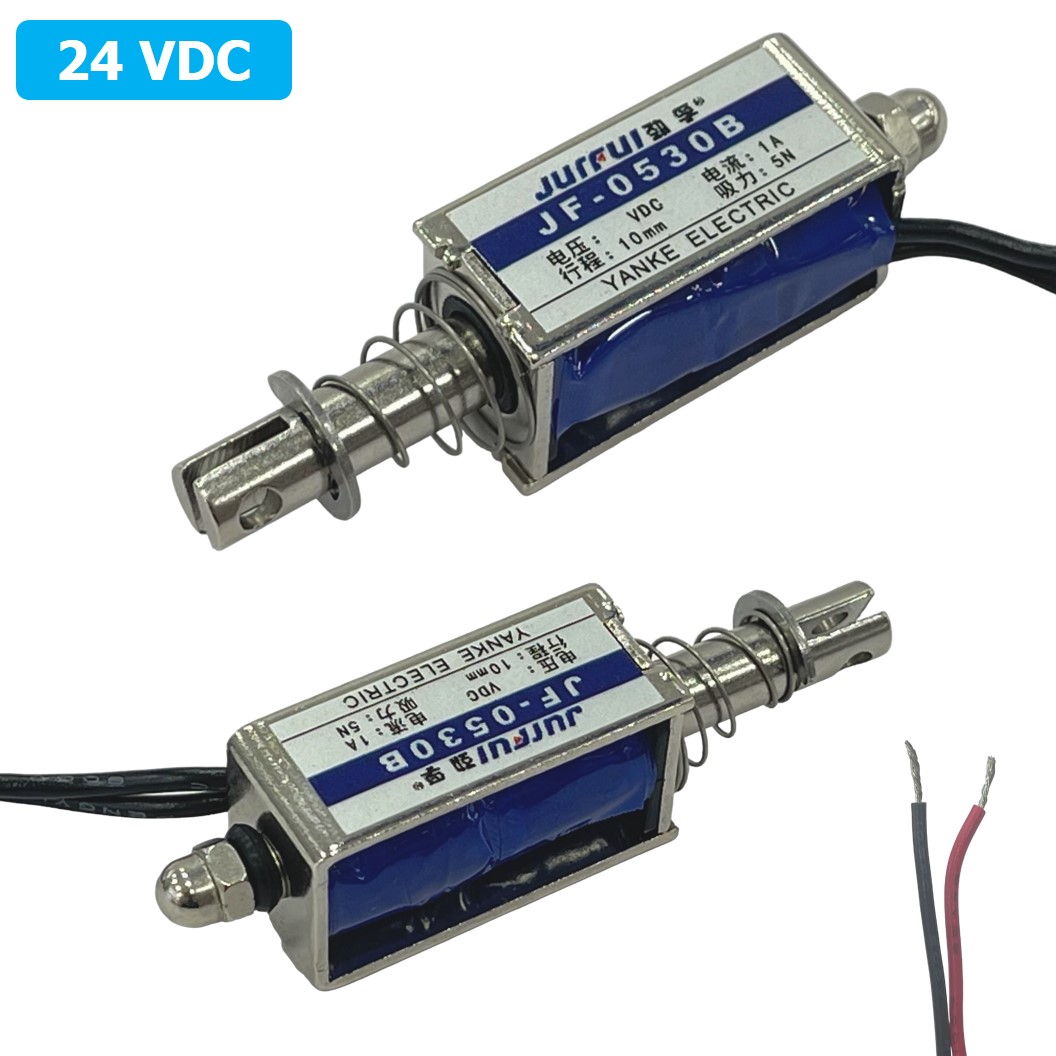 JB-0530B 24VDC โซลินอยด์ไฟฟ้า กลอนไฟฟ้า JURFUI Push-Pull Frame Type DC Electromagnet Solenoid กลอนประตูไฟฟ้า