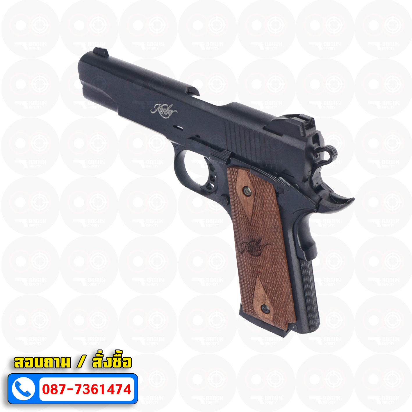 แบลงค์กัน KUZEY M1911 ลำกล้อง 5 นิ้ว KIMBER Blank Gun สีดำ ด้ามไม้
