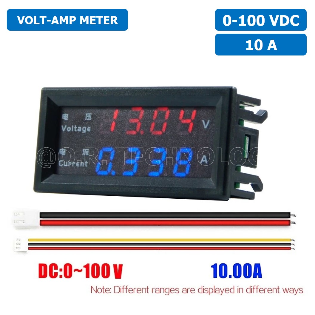 (1ชิ้น) M4430 DC 0-100V 10A เครื่องวัดแรงดัน และกระแสไฟฟ้า LED Voltmeter Current meter Ammeter Dual Digital Meter