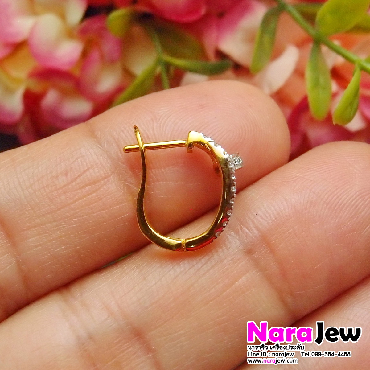 ต่างหูตะปู เพชรแท้ 0.38 ct เรือนทองคำแท้ 9K