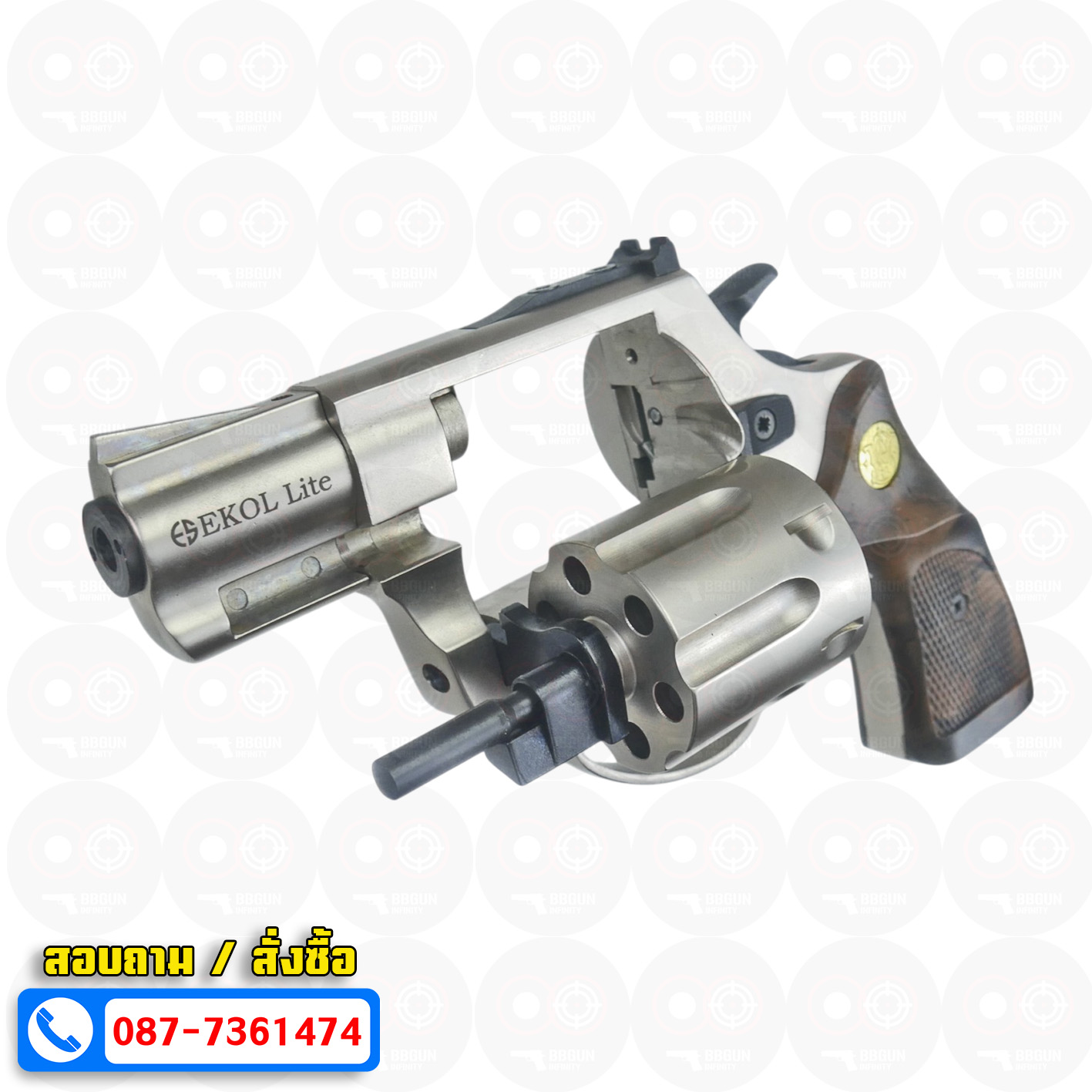 Ekol Lite แบลงค์กัน ลูกโม่ 2 นิ้ว สีซาติน (Satin) Smith & Wesson blank gun Revolver 2 inch กระดุมทอง