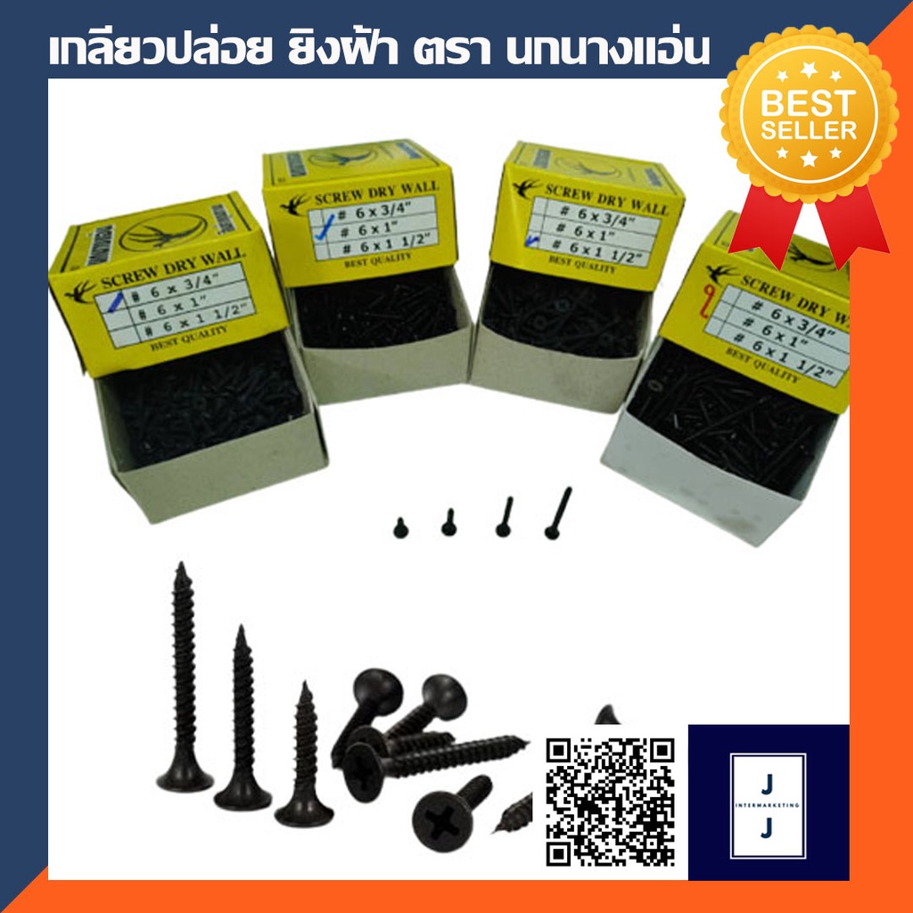 เกลียวปล่อย ยิงฝ้า น็อตสกรู สกรูไม้ สกรู น็อตเกลียวเหล็กปลายสว่าน น็อตเกลียวปล่อย หัวแบน (ราคารวมแวท)