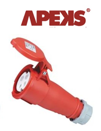 214-6 3P+E 16A 400V เต้ารับตัวเมียกลางทาง IP44 "APEKS