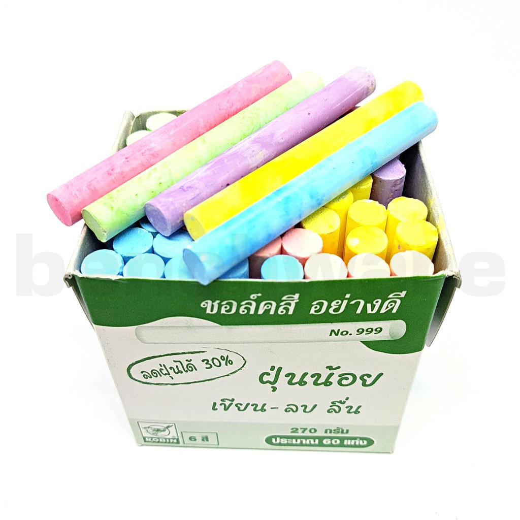 ชอล์คขาว/ชอล์คสี Robin ขายส่ง (แพ๊ค:10กล่อง) (ราคารวมแวท) ชอล์กเขียนกระดาน ชอล์กเขียนกระดาน 60แท่ง ไร้ฝุ่น แปรงลบกระดาน