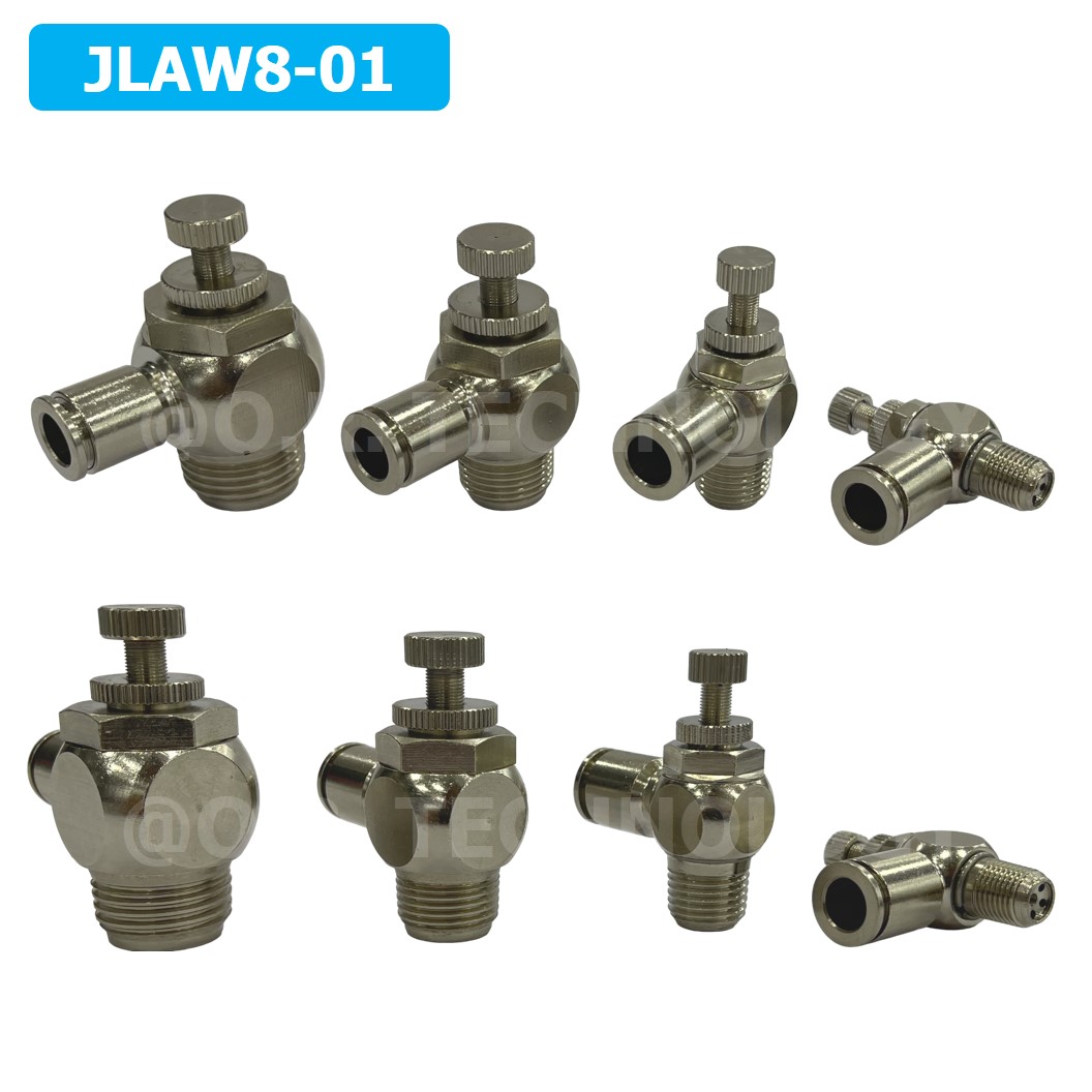 (1ชิ้น) JLAW8-01 ข้อต่อลมสแตนเลส ข้อต่อปรับลม งอ STAINLESS Air Flow Speed Controller ควบคุมความเร็วลม Speed Control valve JLAW JSL