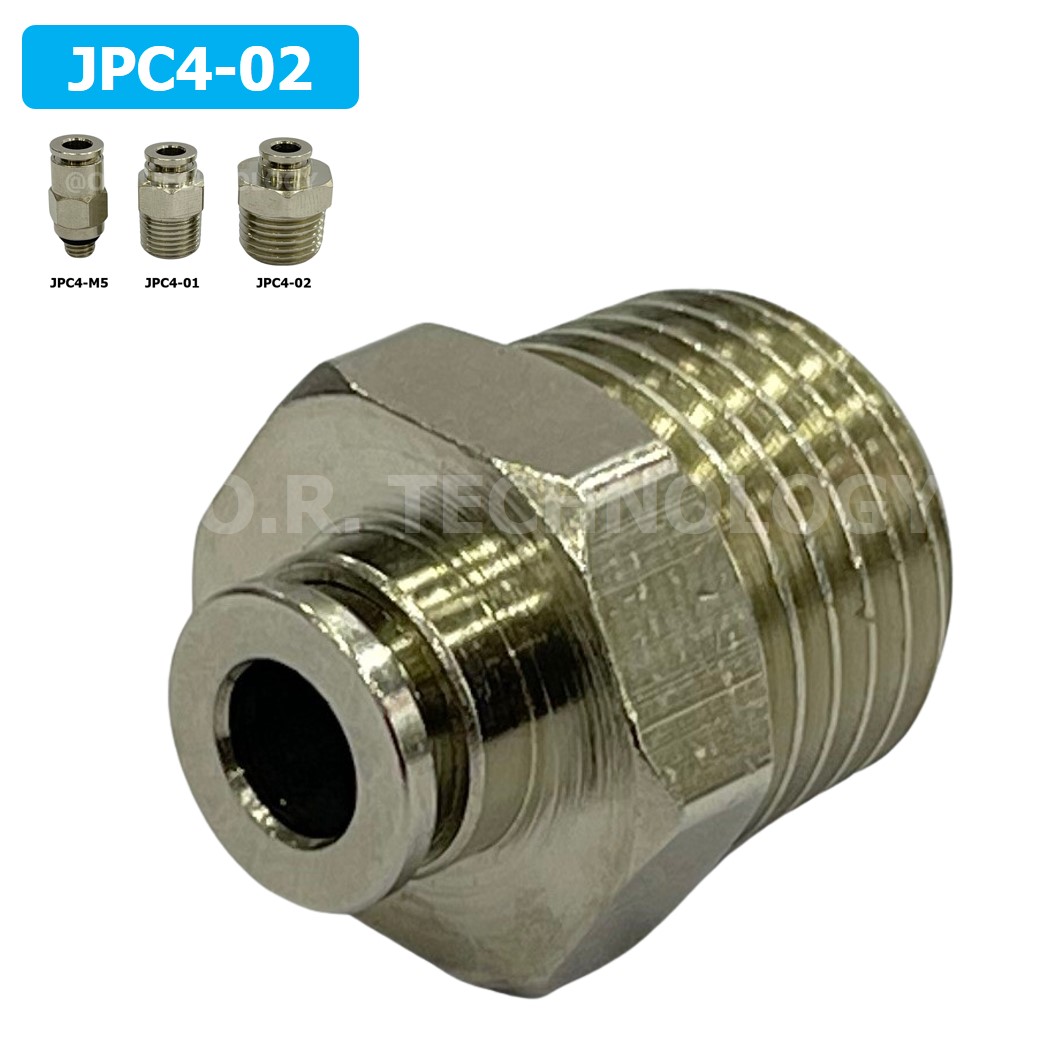 (1ชิ้น) JPC4-02 ข้อต่อลมสแตนเลสเกลียวนอก ข้อต่อลมเกลียวนอก ข้อต่อลม สแตนเลส STAINLESS Male Thread Straight Quick Connector Fitting