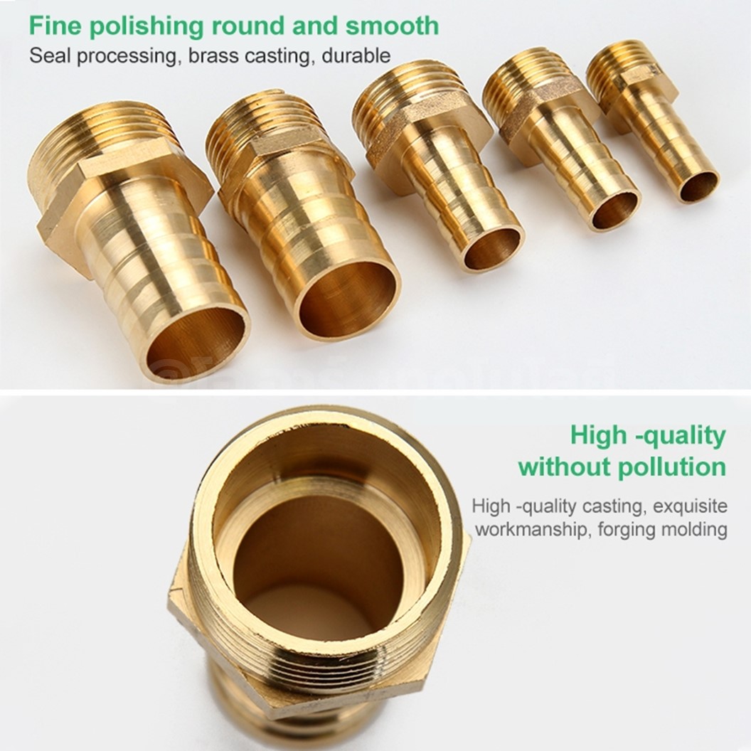 BT-PC หางปลาไหลทองเหลือง ตรง เกลียวนอก Male Straight Brass Hose Tail Air fitting ข้อต่อลมทองเหลือง Barb tails หางปลาไหลเกลียวนอกตรง หางหนู เกลียวตัวผู้